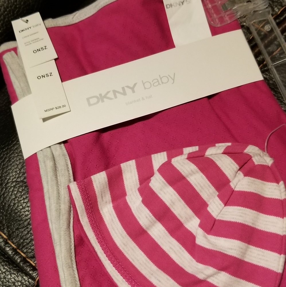 NWT DKNY Baby blanket hat